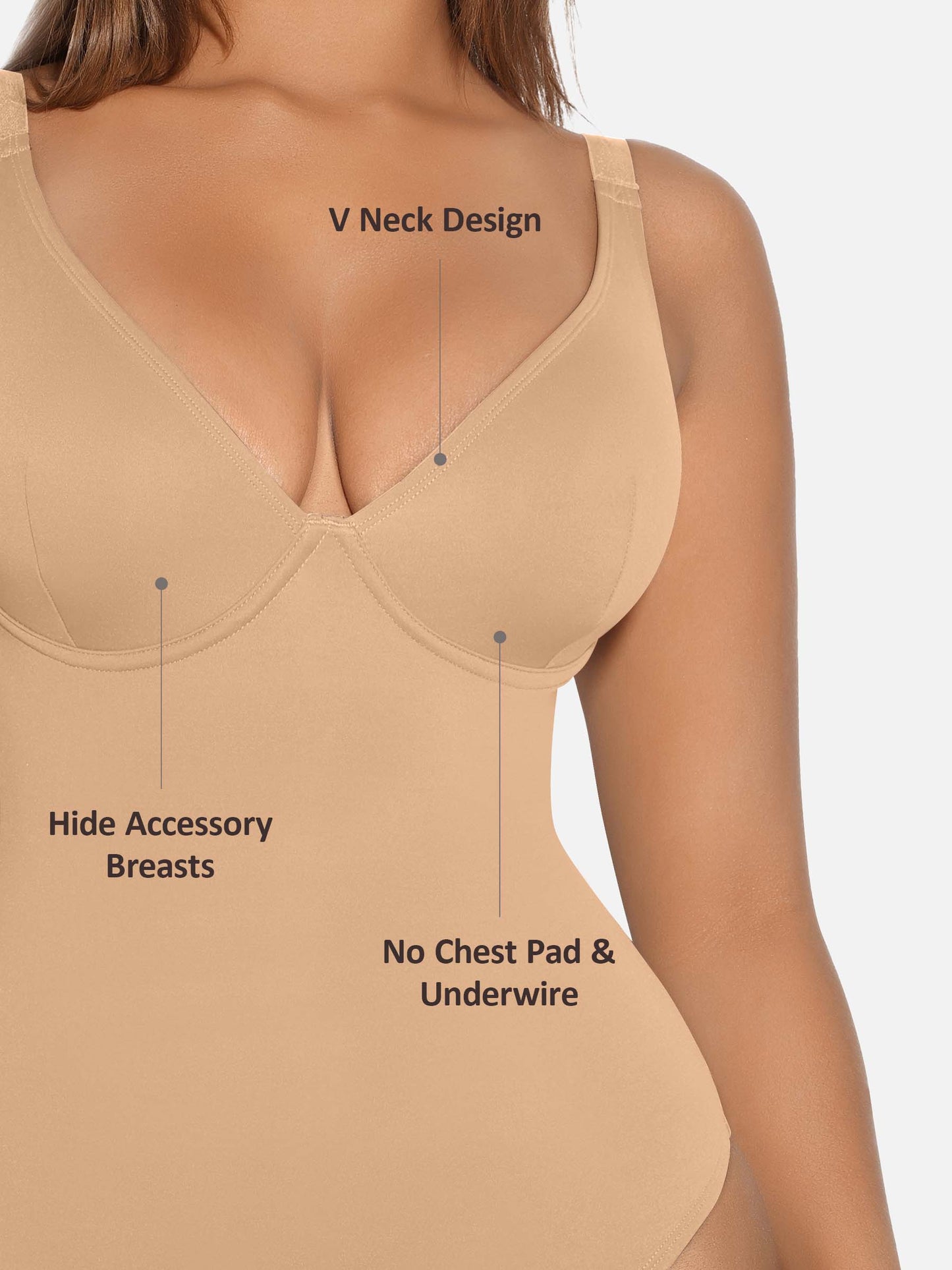 Feelingirl V Neck Tummy Control Shaping Bodysuit