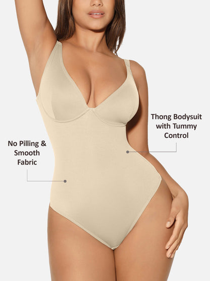 Feelingirl V Neck Tummy Control Shaping Bodysuit