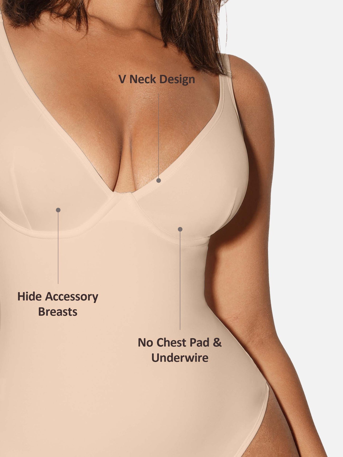 Feelingirl V Neck Tummy Control Shaping Bodysuit