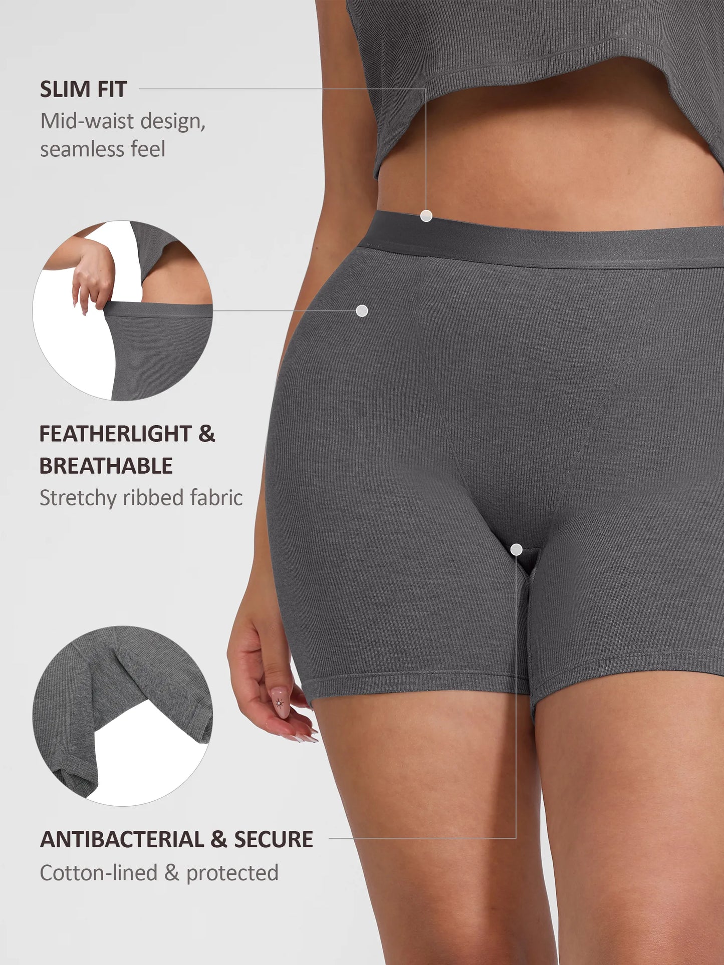Feelingirl Comfortable Stretchy Mid-Waist Boxer Shorts