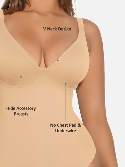 Feelingirl V Neck Tummy Control Shaping Bodysuit