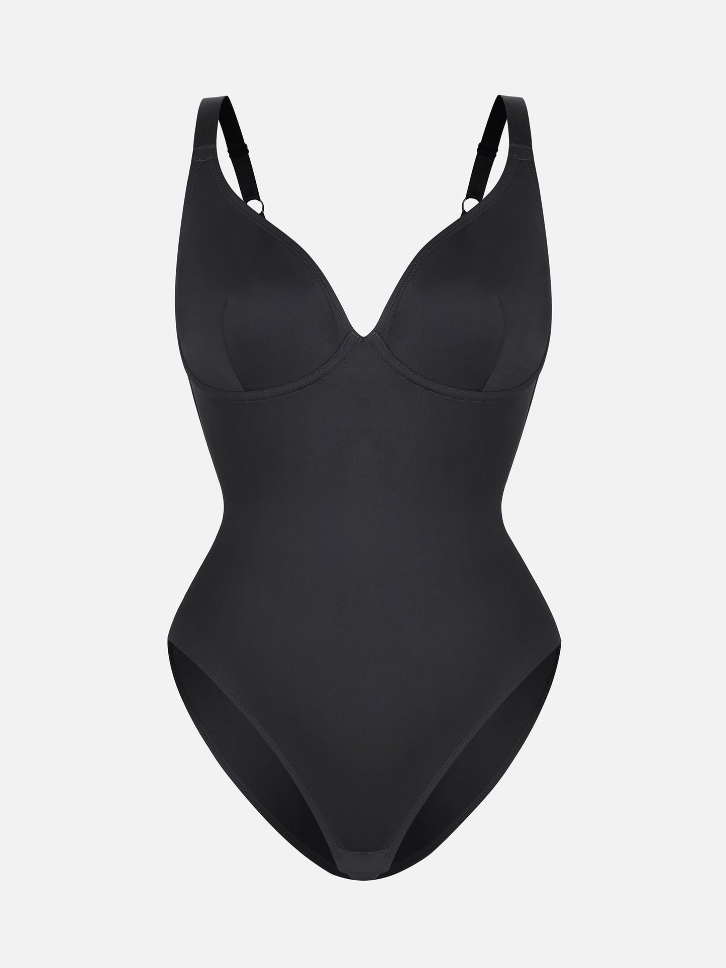 Feelingirl V Neck Adjustable Straps Tummy Control  Bodysuit