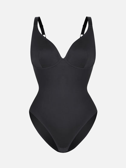 Feelingirl V Neck Adjustable Straps Tummy Control  Bodysuit