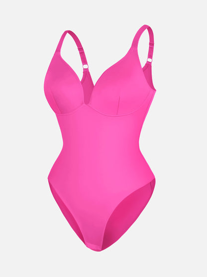 Feelingirl V Neck Adjustable Straps Tummy Control  Bodysuit