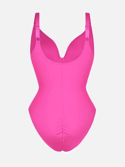 Feelingirl V Neck Adjustable Straps Tummy Control  Bodysuit
