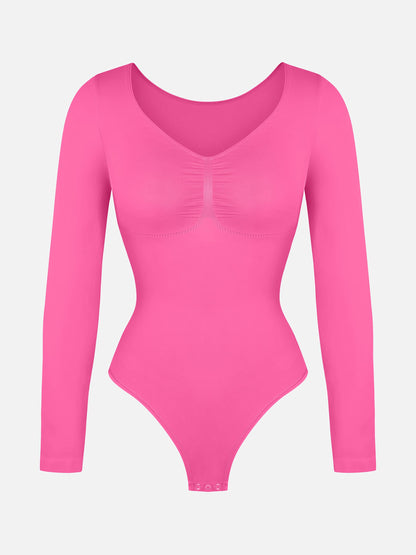 Feelingirl Seamless Long Sleeve Tummy Control Thong Bodysuit