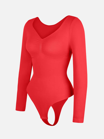 Feelingirl Seamless Long Sleeve Tummy Control Thong Bodysuit