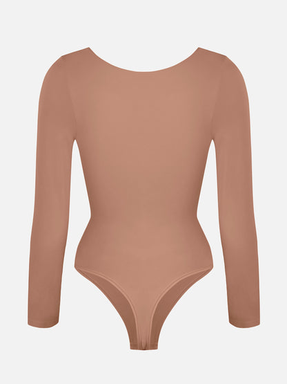 Feelingirl Seamless Long Sleeve Tummy Control Thong Bodysuit
