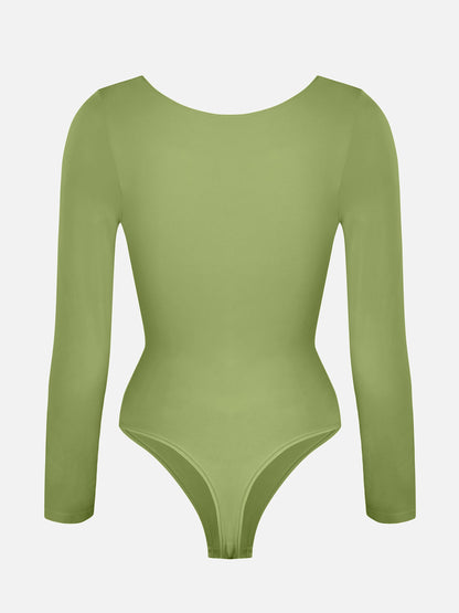 Feelingirl Seamless Long Sleeve Tummy Control Thong Bodysuit