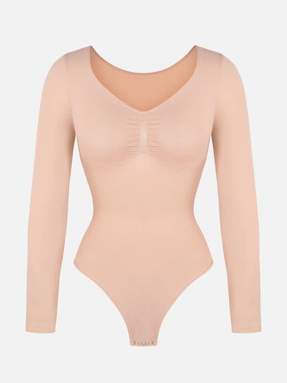 Feelingirl Seamless Long Sleeve Tummy Control Thong Bodysuit