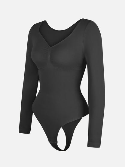 Feelingirl Seamless Long Sleeve Tummy Control Thong Bodysuit