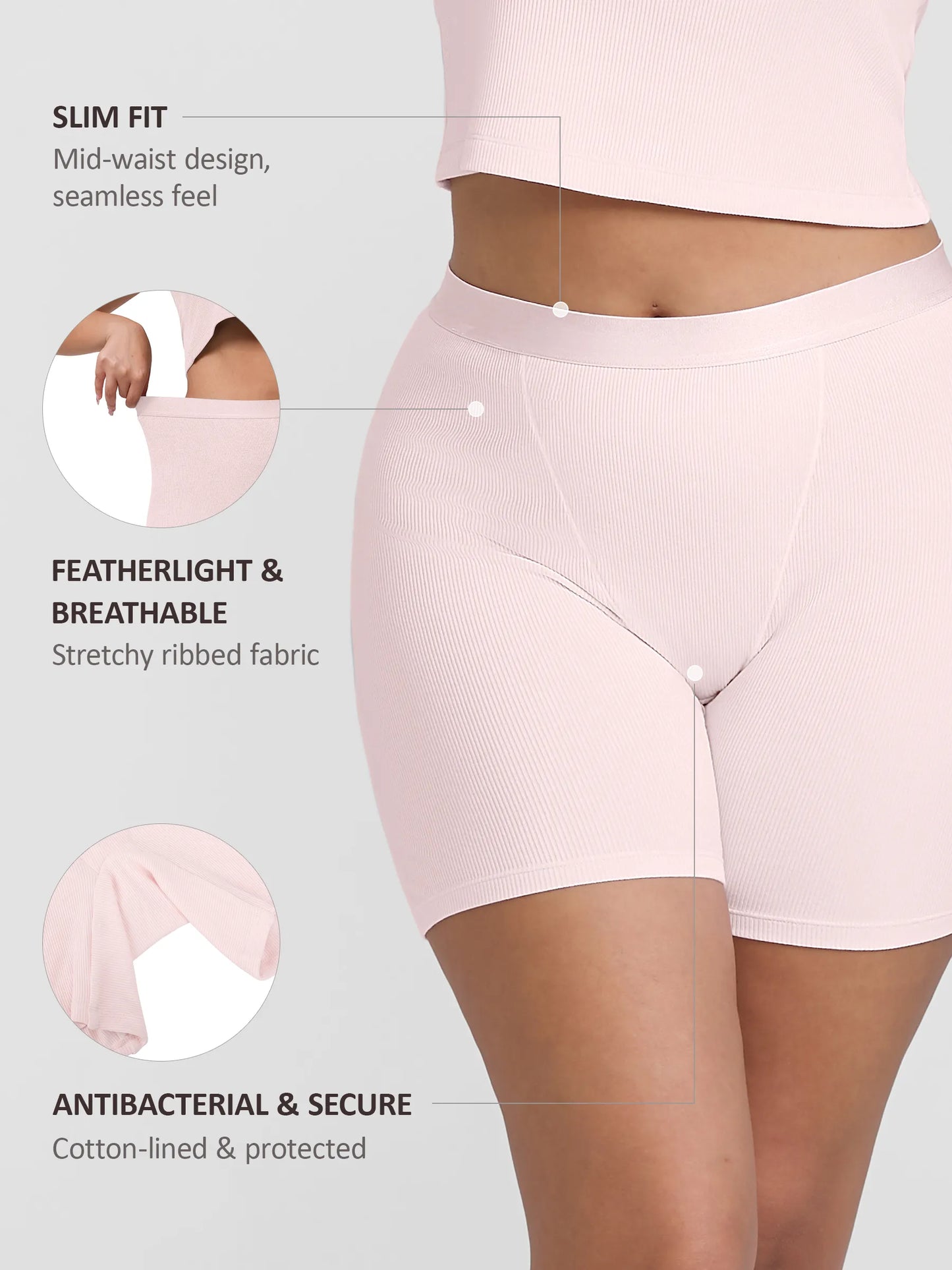 Feelingirl Comfortable Stretchy Mid-Waist Boxer Shorts