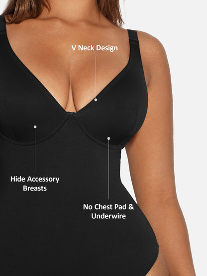 Feelingirl V Neck Tummy Control Shaping Bodysuit