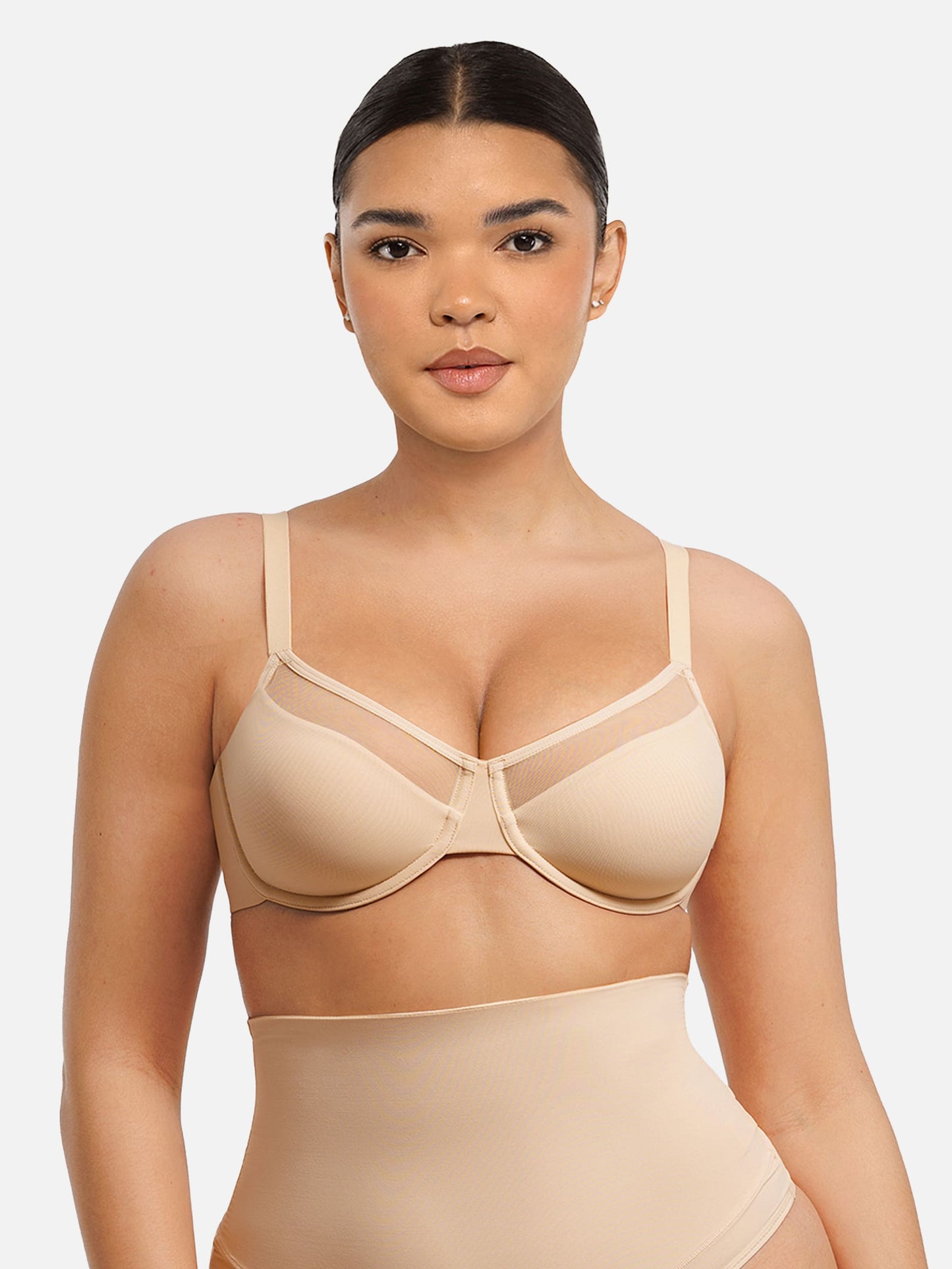 Feelingirl Sheer Mesh Full Coverage Unpadded Underwire Bra