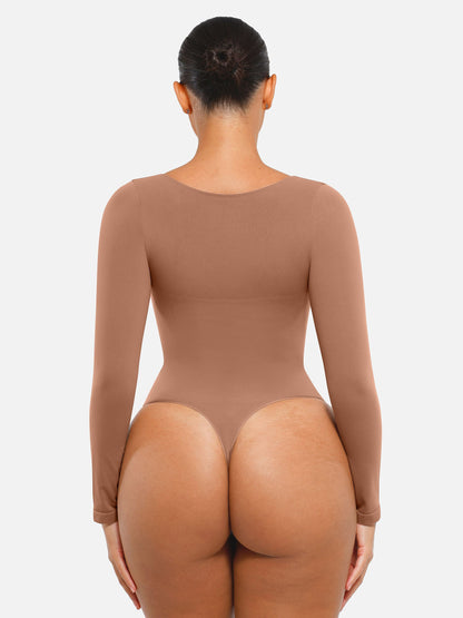 Feelingirl Seamless Long Sleeve Tummy Control Thong Bodysuit