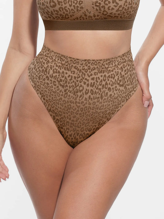 Feelingirl Mid-Waisted Thong Tummy Control Leopard Panties
