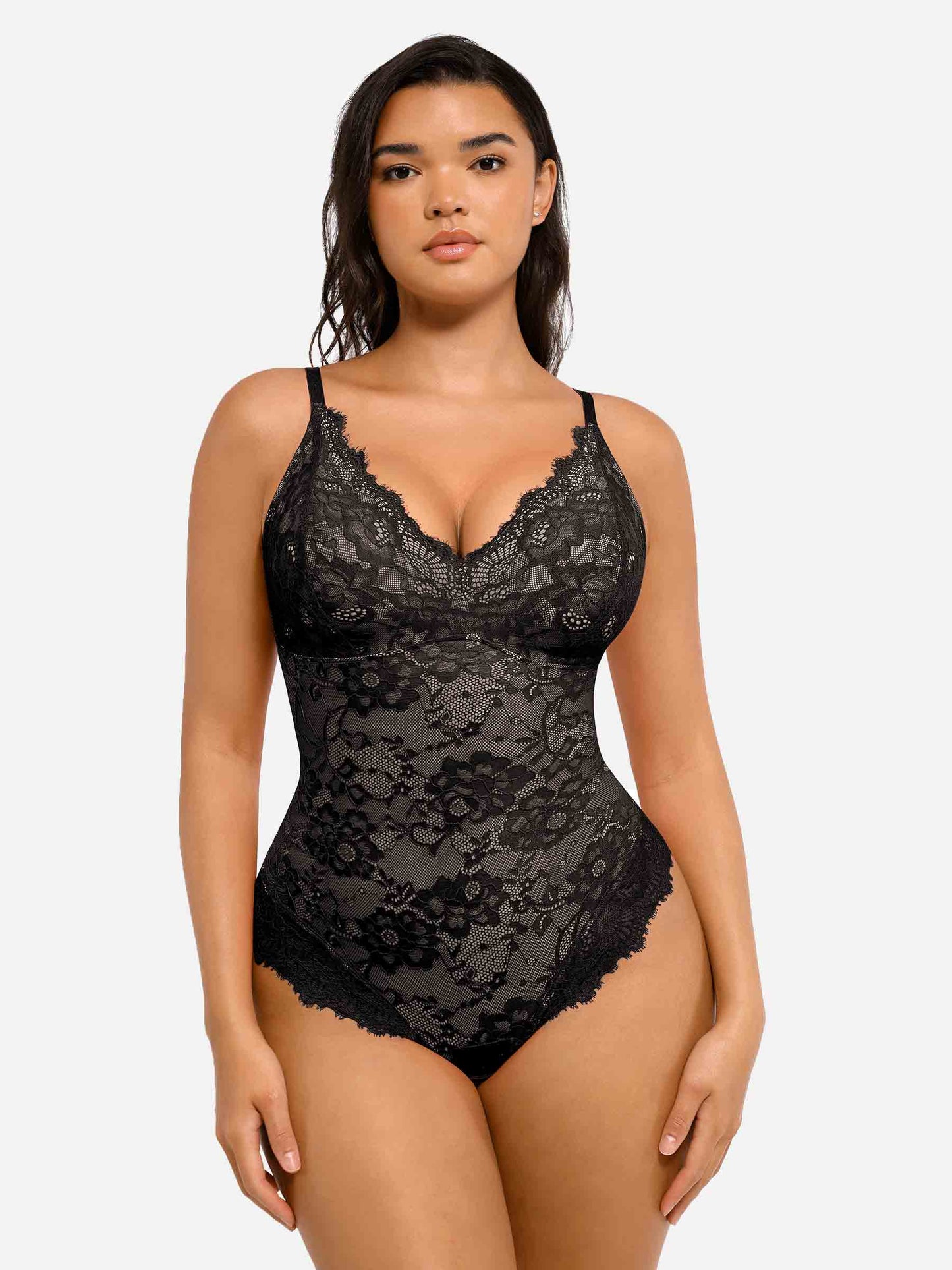 Feelingirl 2-Pack Lace V Neck Full Bodysuit Bundle