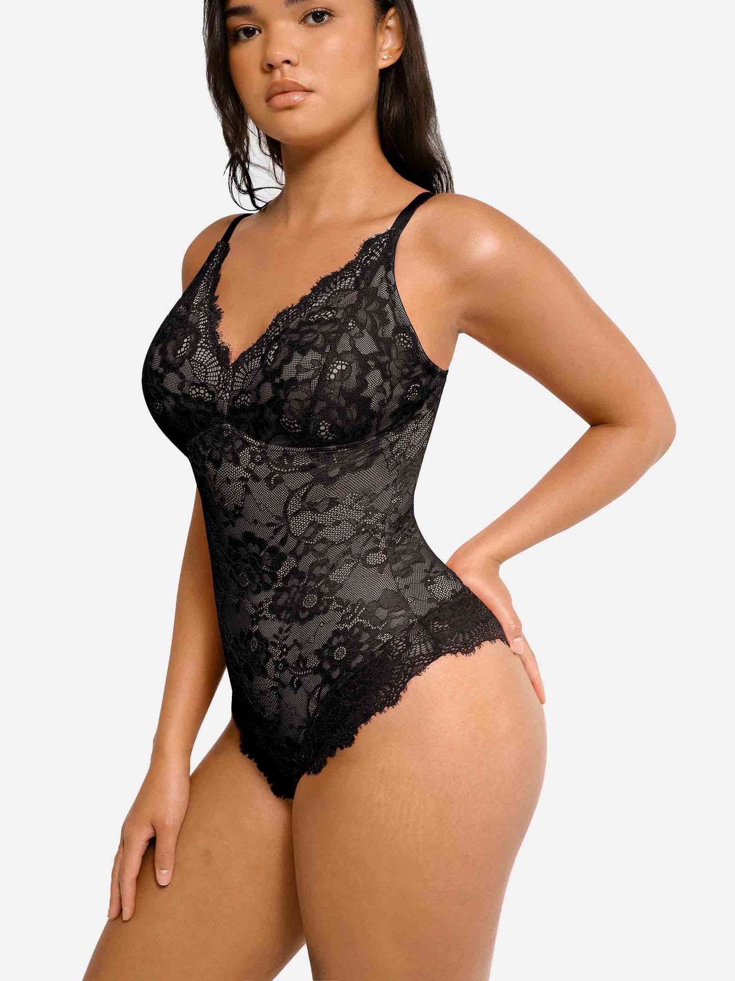 Feelingirl 2-Pack Lace V Neck Full Bodysuit Bundle