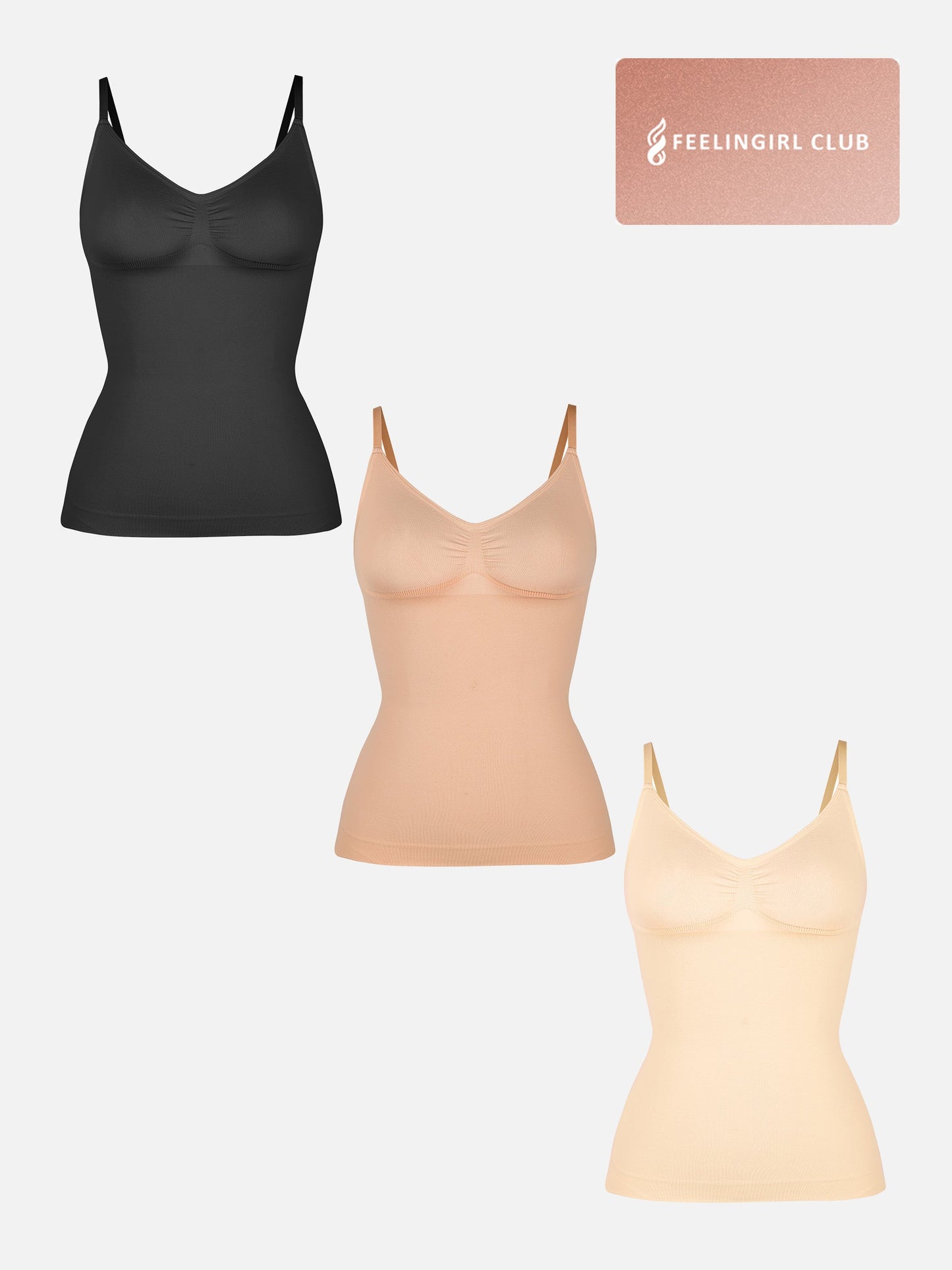 Feelingirl 3-Pack Bust Support and Waist Control Shape Tank Top Bundle