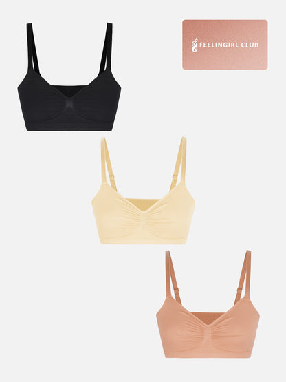 Feelingirl 3-Pack Seamless Smooth Wireless Bra Bundle