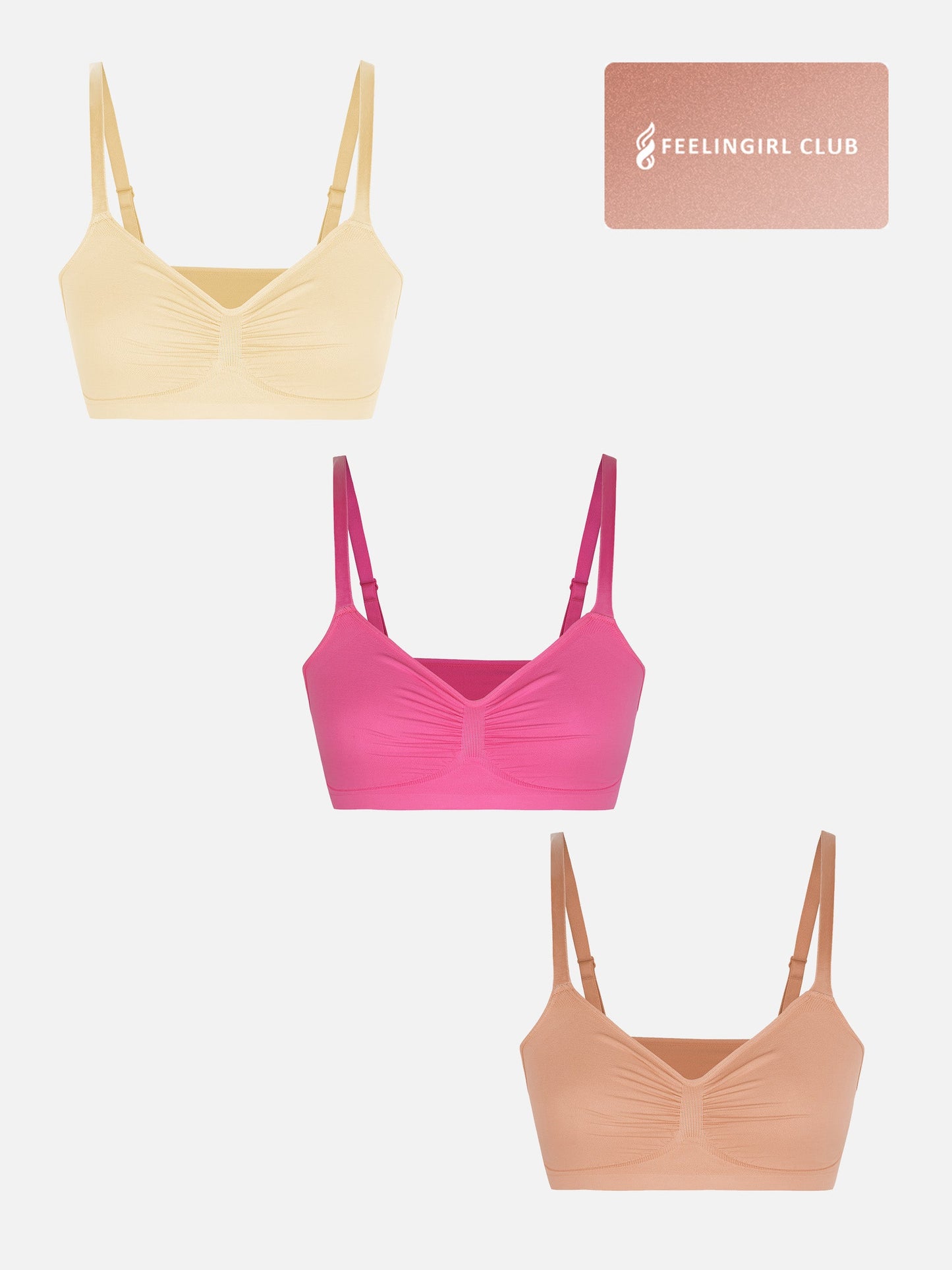 Feelingirl 3-Pack Seamless Smooth Wireless Bra Bundle