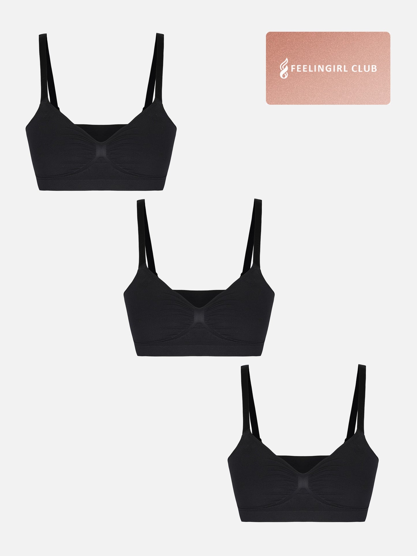 Feelingirl 3-Pack Seamless Smooth Wireless Bra Bundle