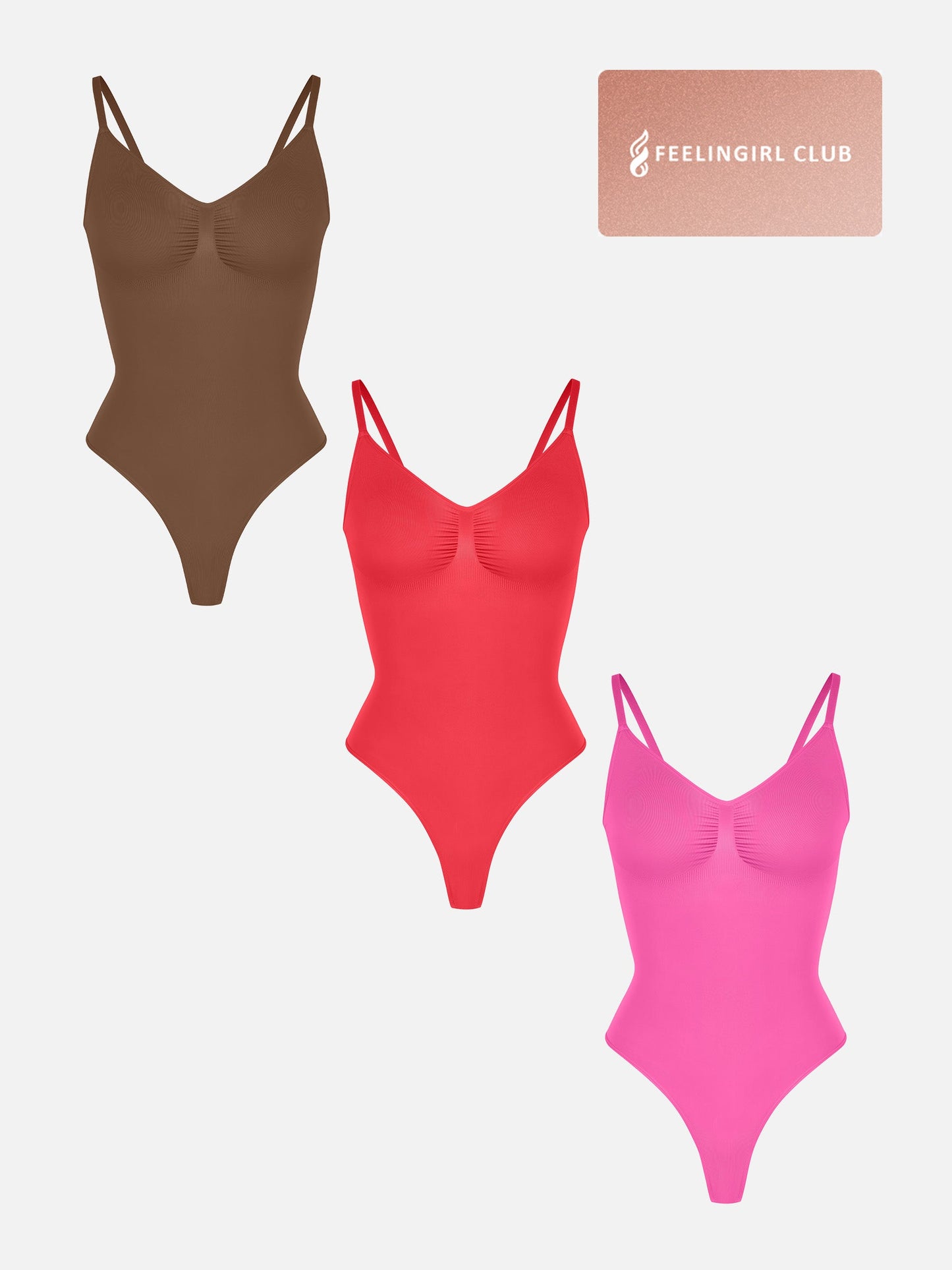 Feelingirl 3-Pack Tummy Control Seamless Bodysuit Bundle