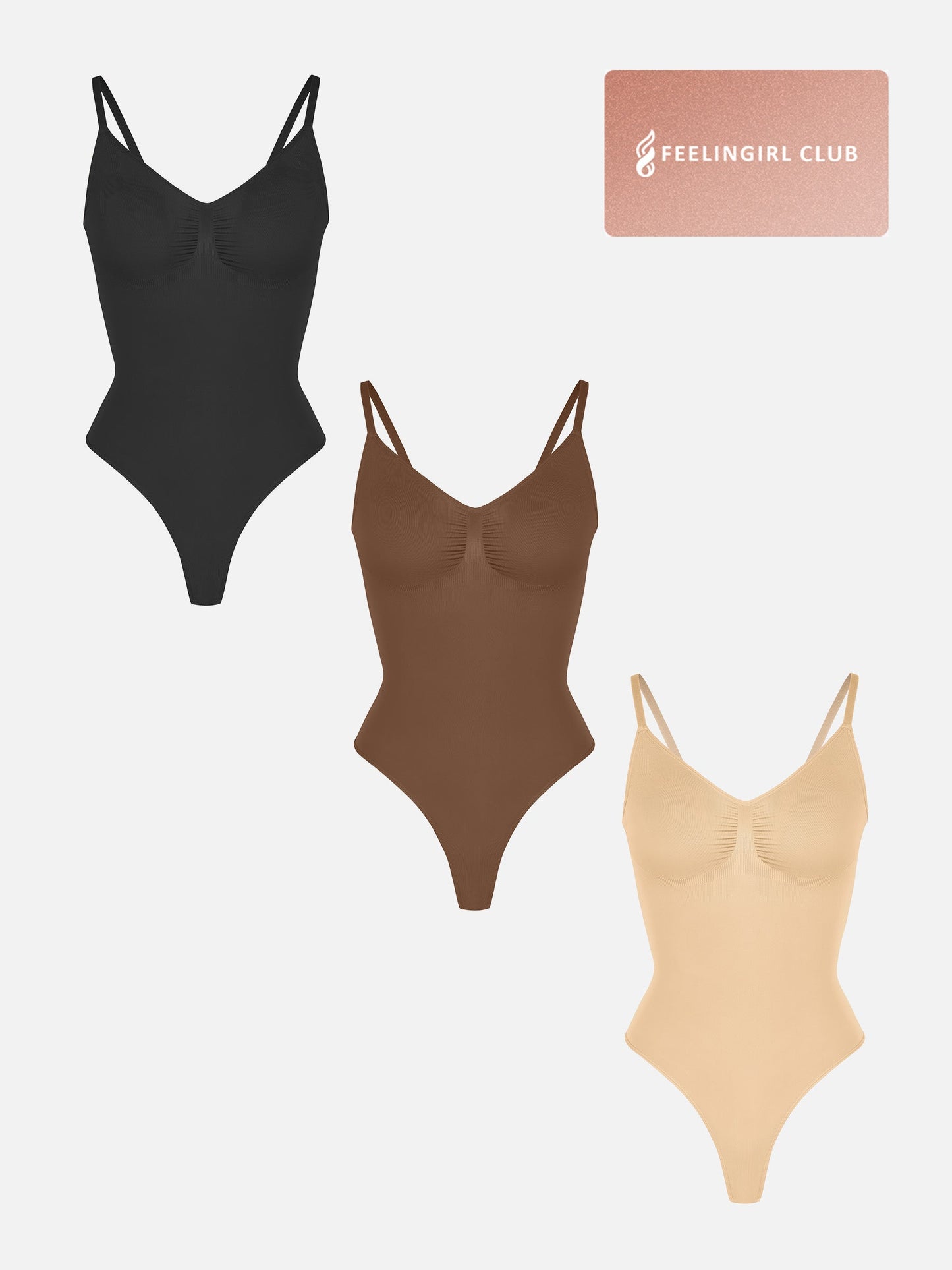 Feelingirl 3-Pack Tummy Control Seamless Bodysuit Bundle