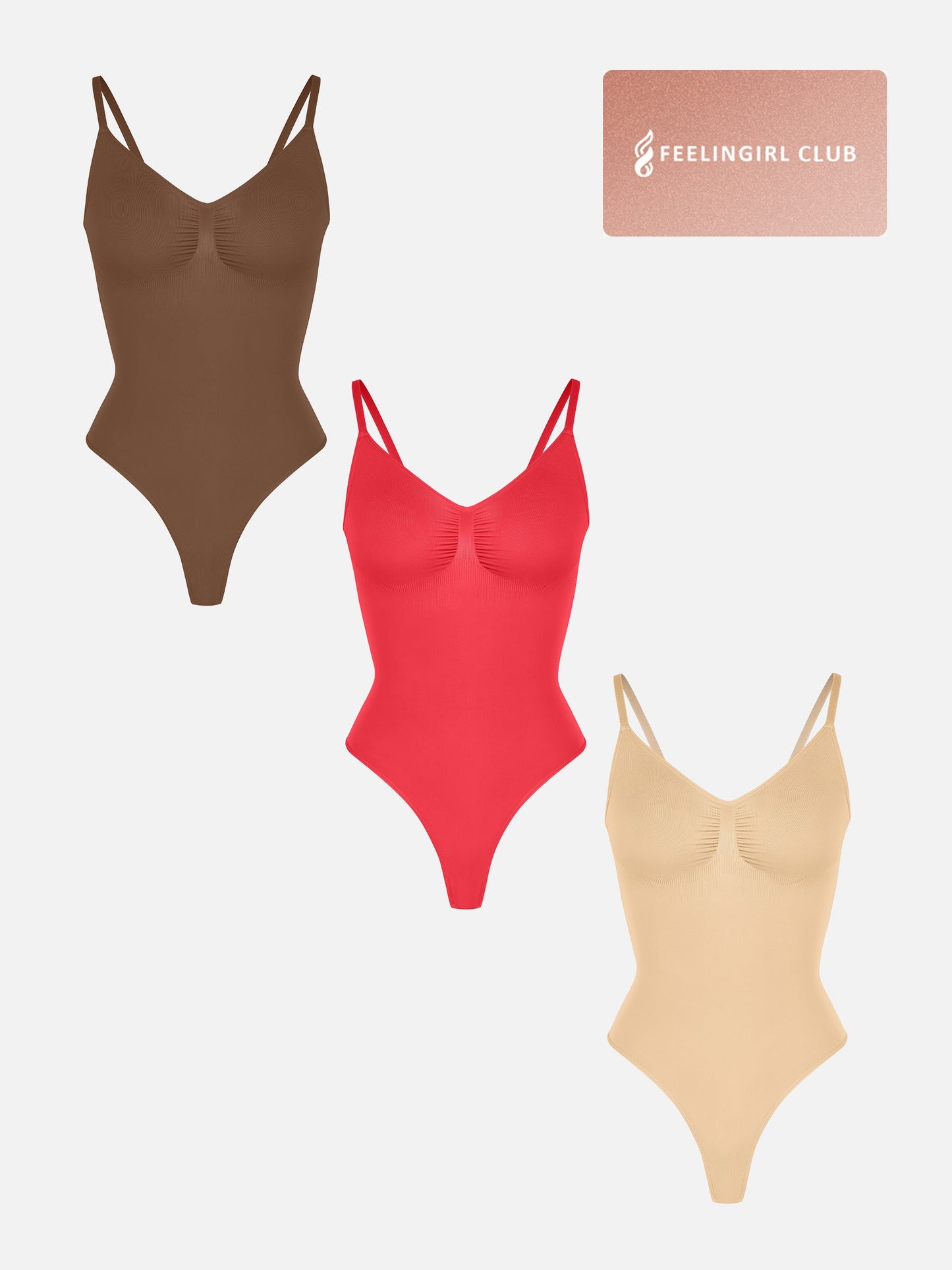 Feelingirl 3-Pack Tummy Control Seamless Bodysuit Bundle