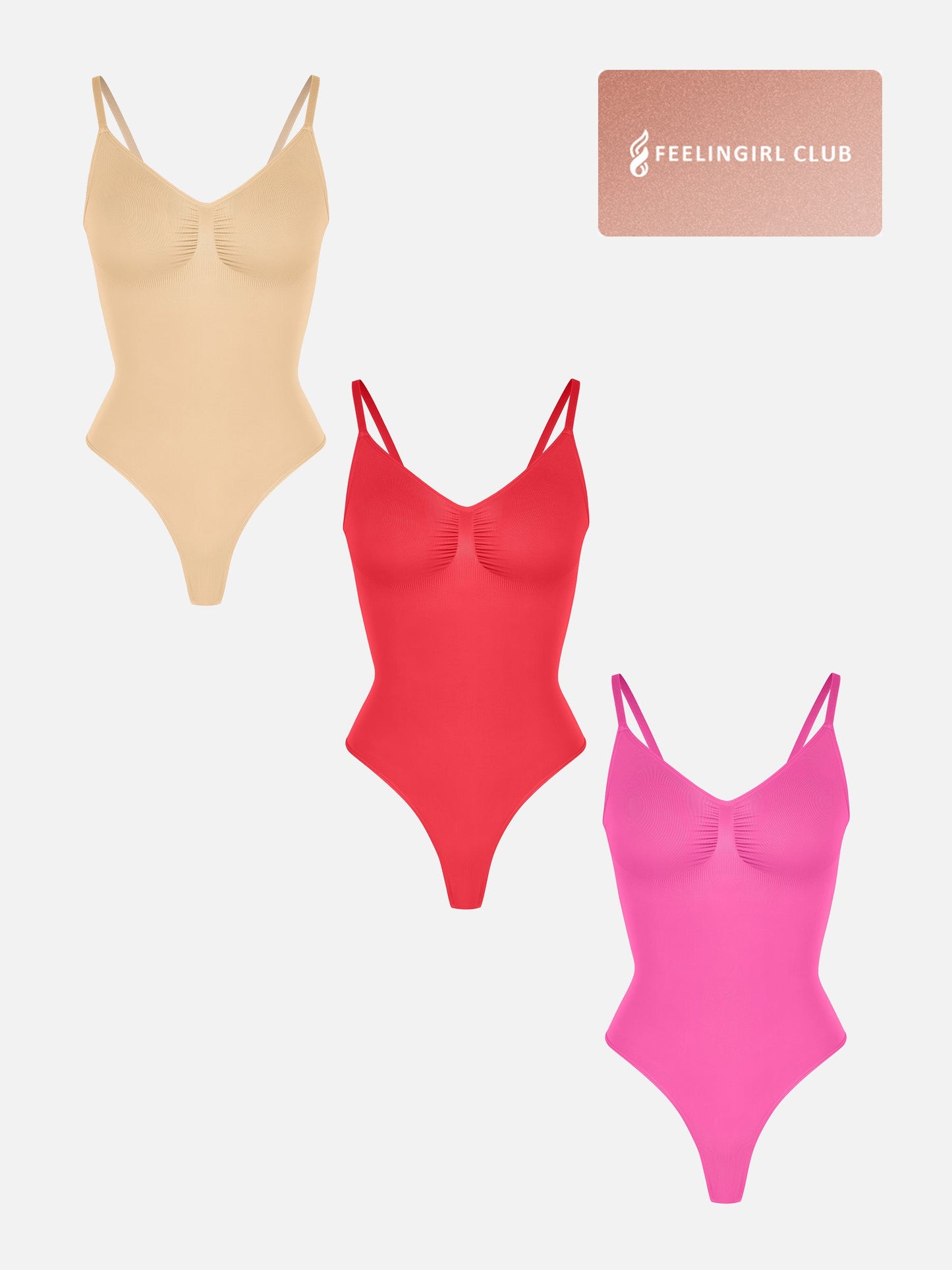 Feelingirl 3-Pack Tummy Control Seamless Bodysuit Bundle