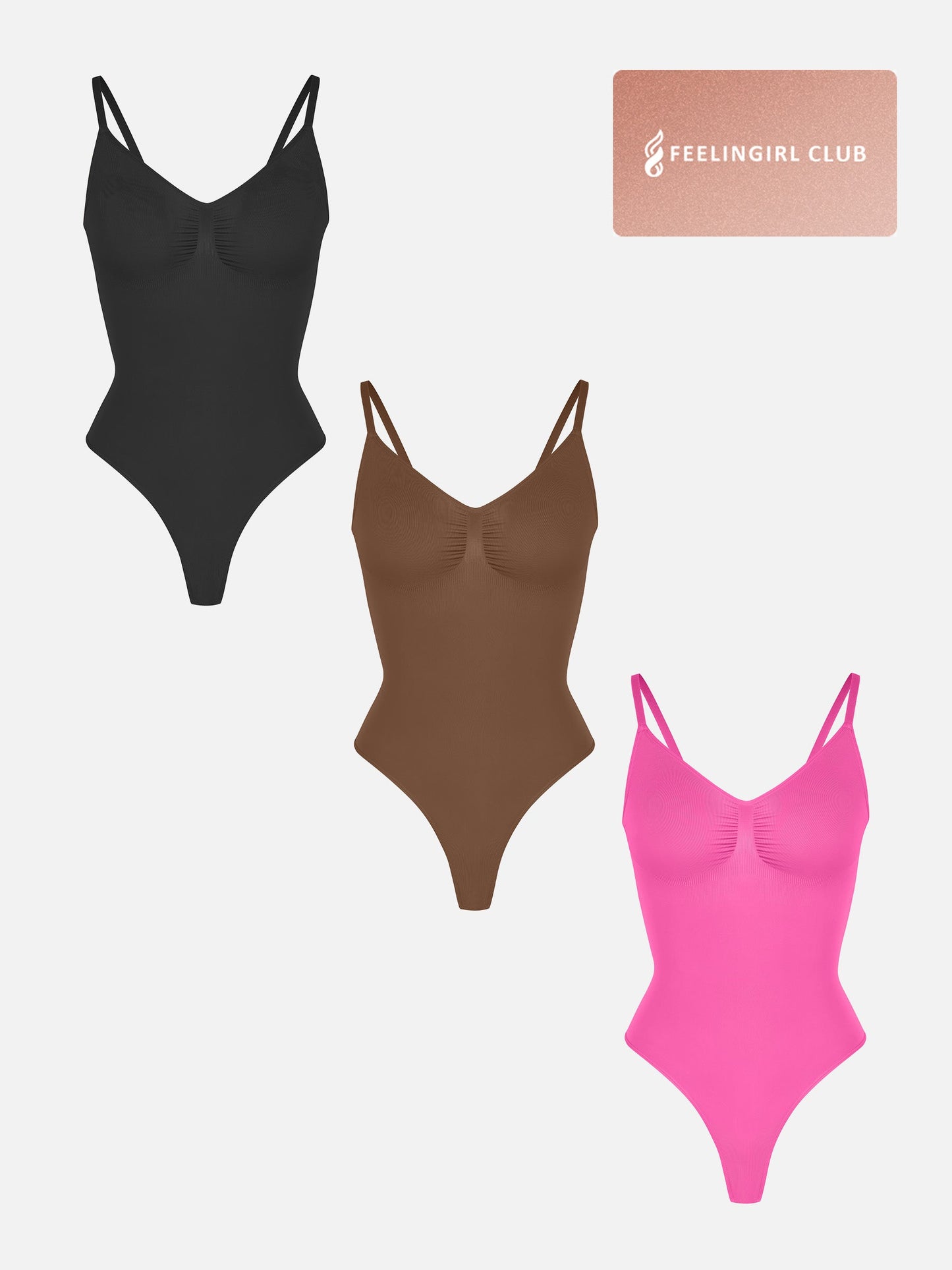Feelingirl 3-Pack Tummy Control Seamless Bodysuit Bundle