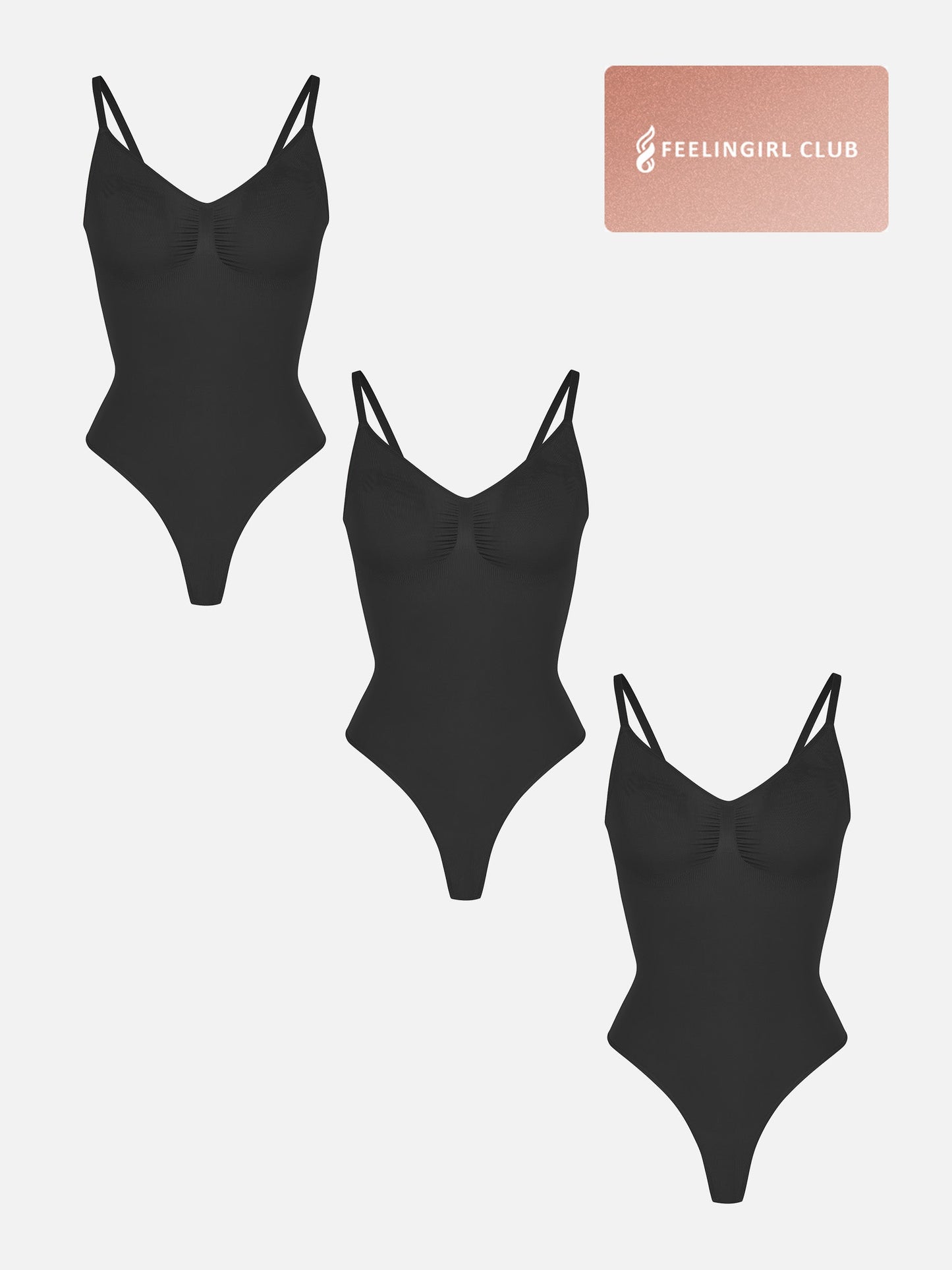 Feelingirl 3-Pack Tummy Control Seamless Bodysuit Bundle