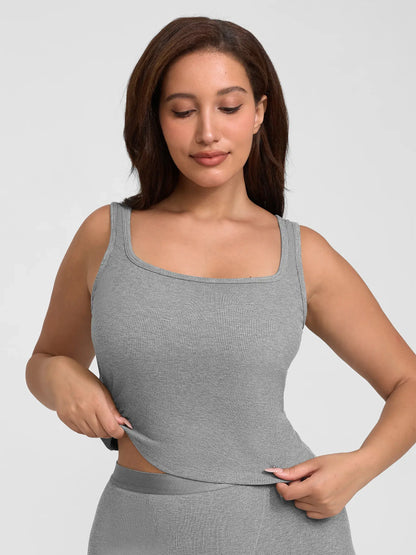 Feelingirl Breathable Ribbed Sleeveless Tank Top