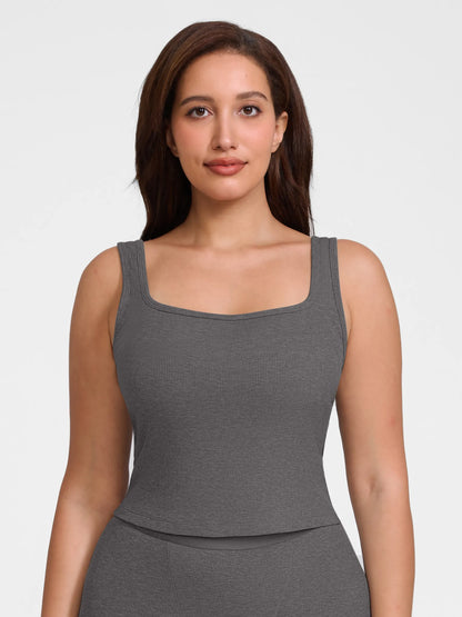 Feelingirl Breathable Ribbed Sleeveless Tank Top
