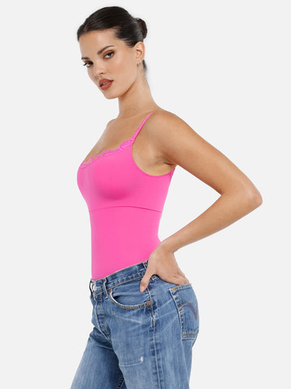 Feelingirl Lace Tight-Fit Seamless Thong Shapewear Bodysuit