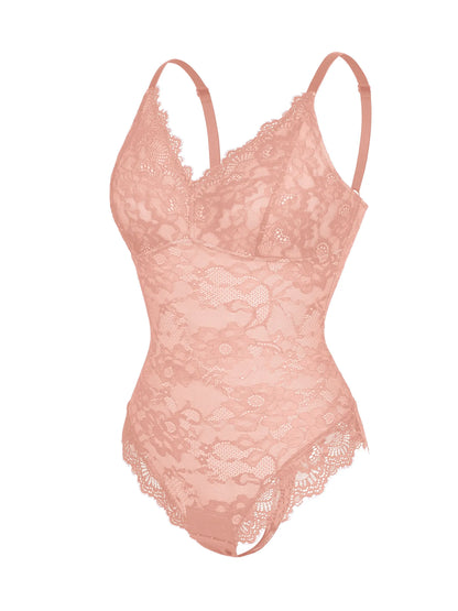 Feelingirl Lace V Neck Full Bodysuit