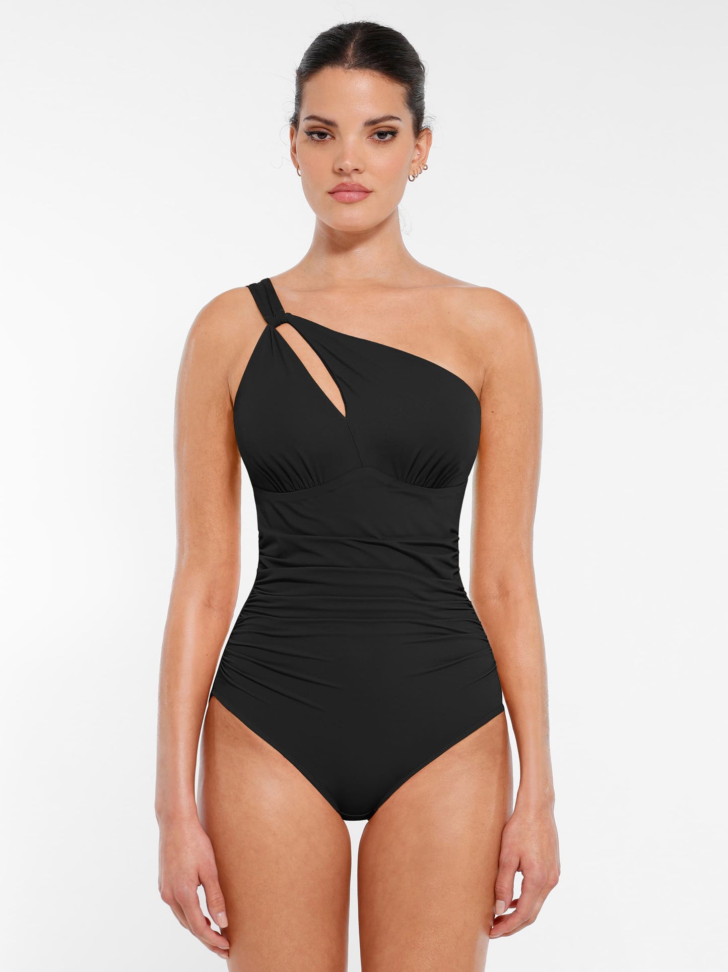 Feelingirl One-Shoulder Hollow-Out Tummy Control Swimsuit