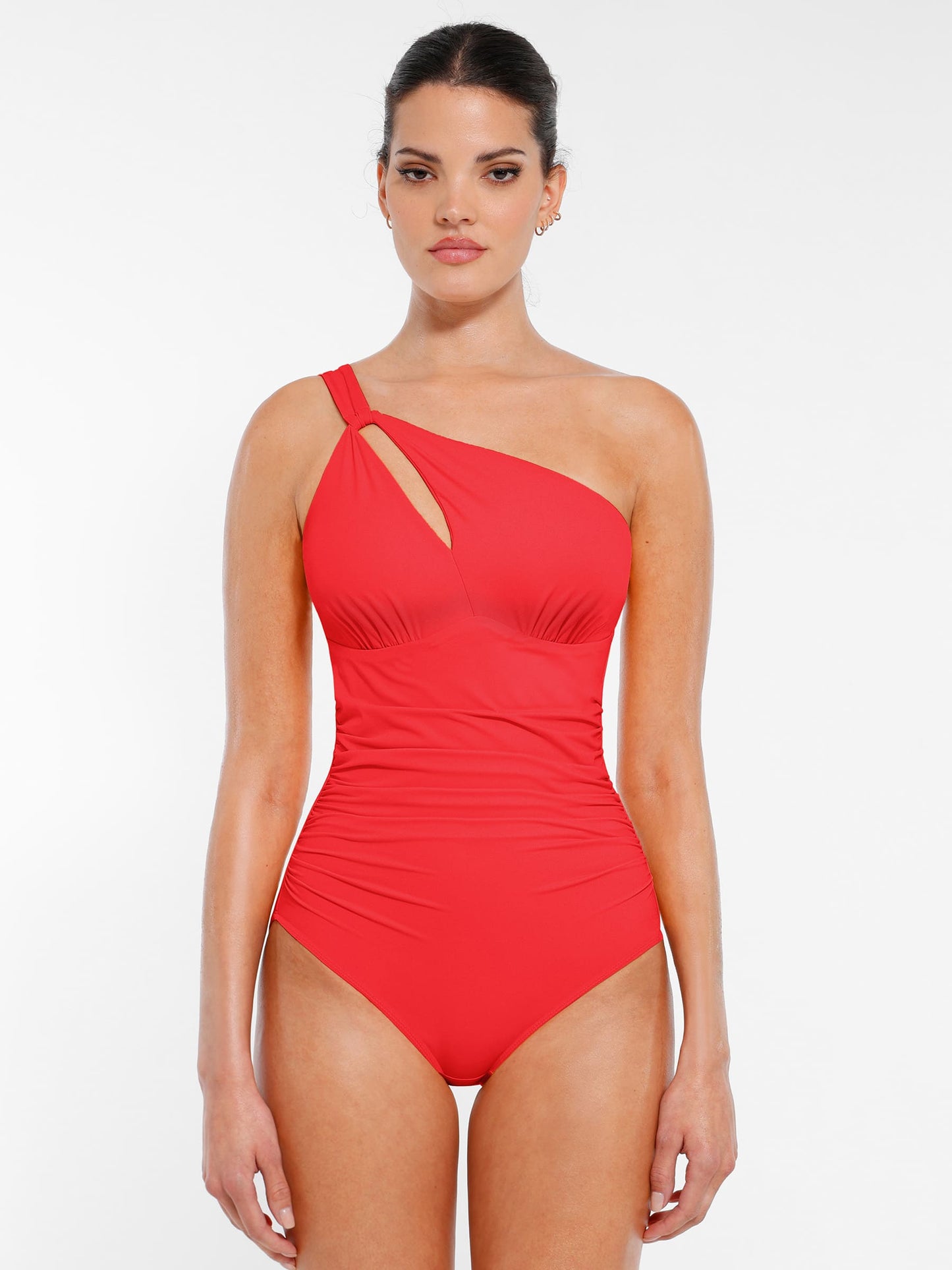 Feelingirl One-Shoulder Hollow-Out Tummy Control Swimsuit