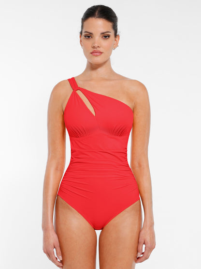 Feelingirl One-Shoulder Hollow-Out Tummy Control Swimsuit