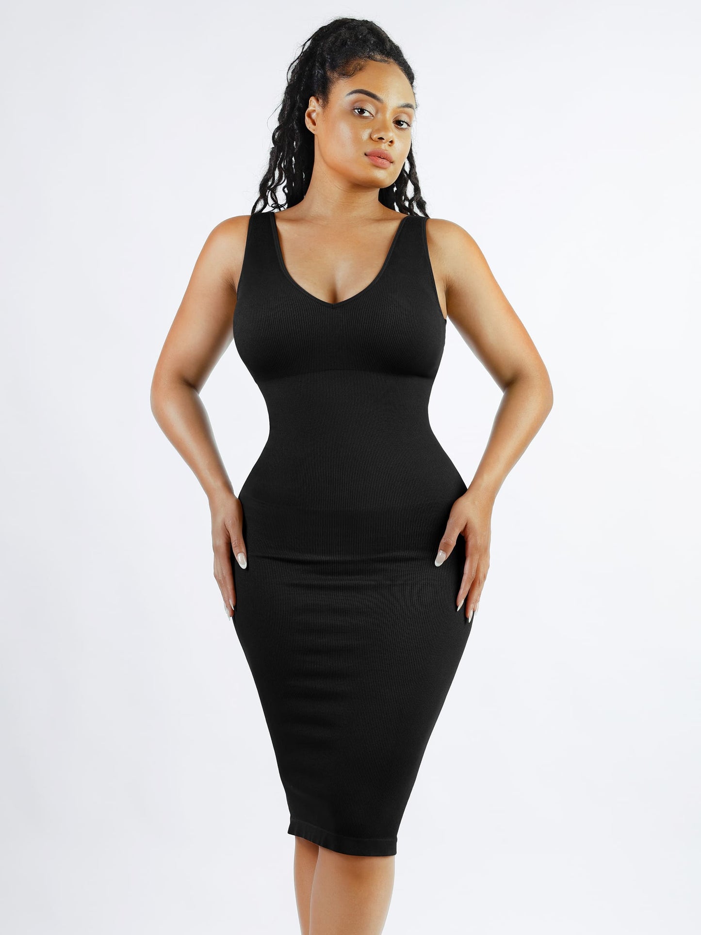 Feelingirl Seamless Eco-Friendly V-Neck Padded Shaping Dress [BOGO]