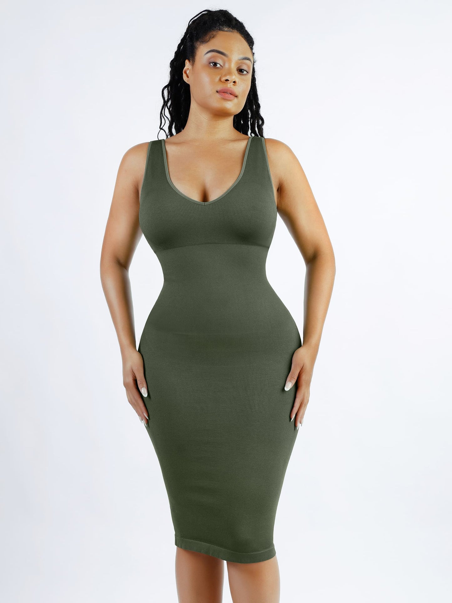 Feelingirl Seamless Eco-Friendly V-Neck Padded Shaping Dress [BOGO]