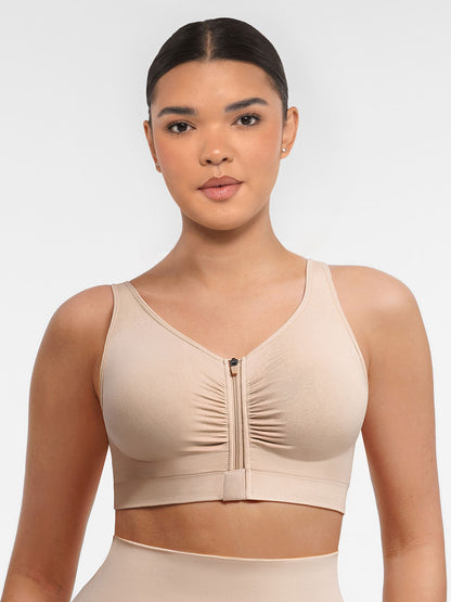 Feelingirl Seamless Front-Opening Zipper Bra