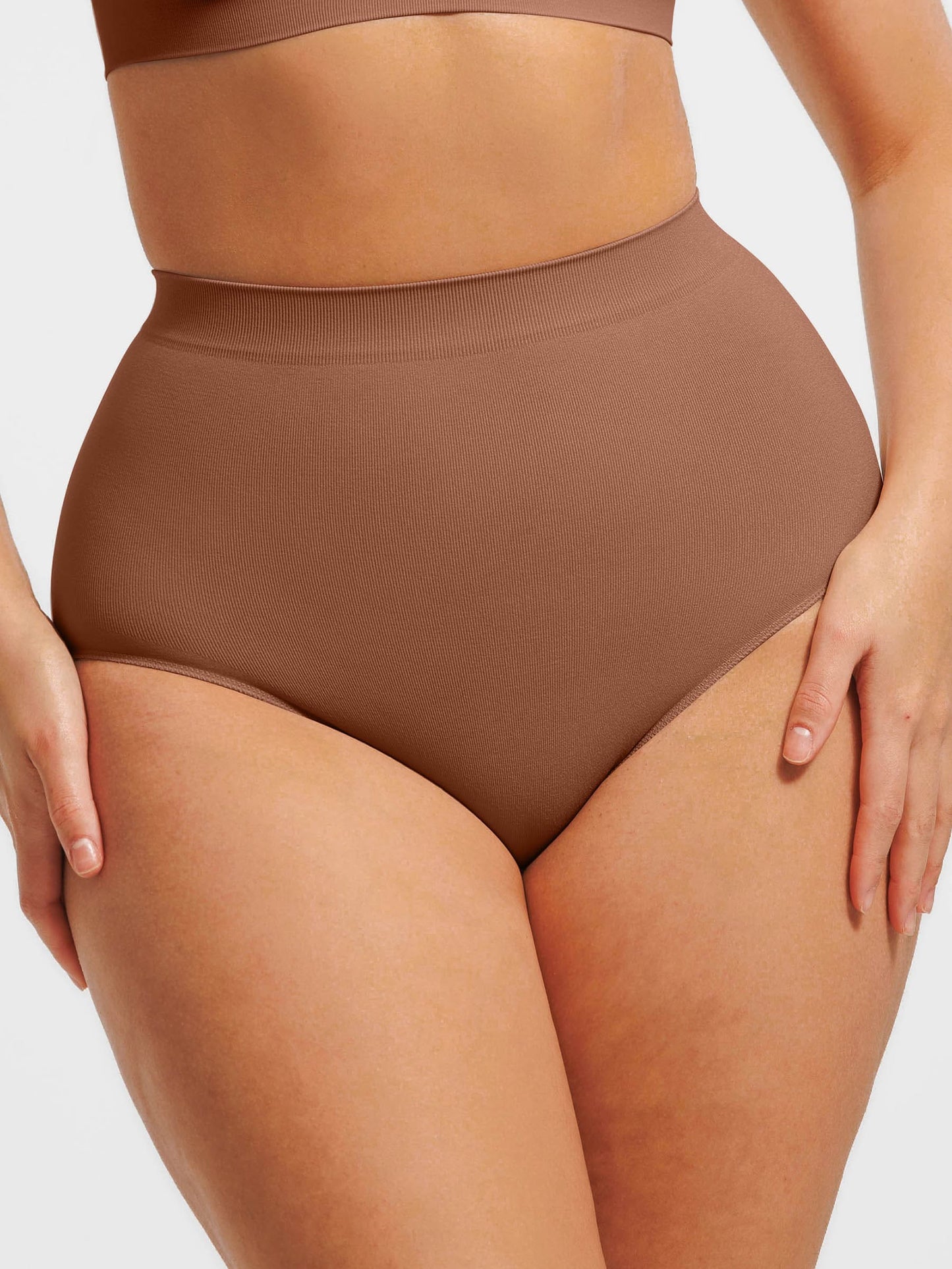 Feelingirl Seamless High-Waist Tummy Control Antibacterial Peach Hip Brief