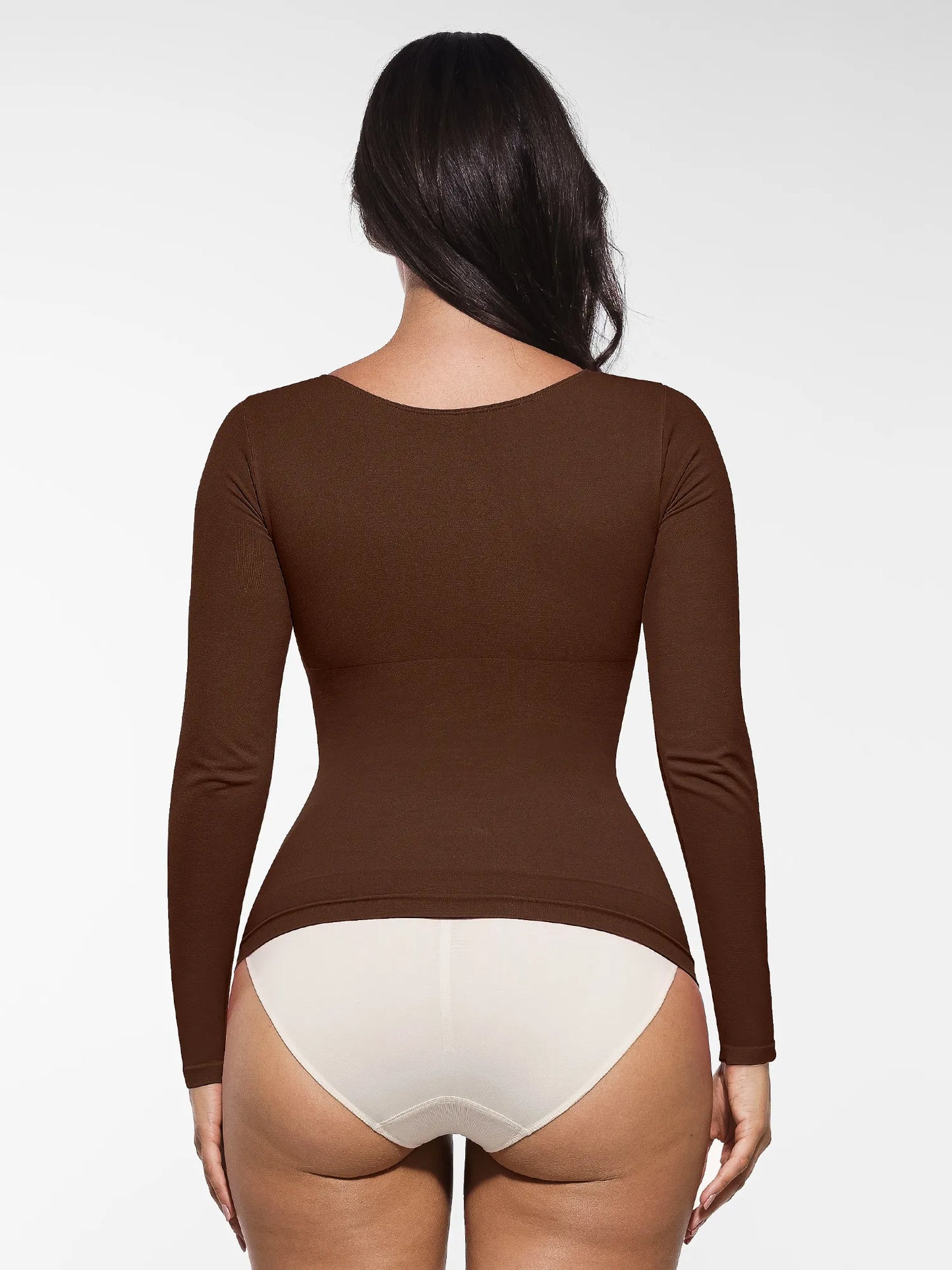 Feelingirl Seamless Long Sleeve Tummy Control Thong Bodysuit
