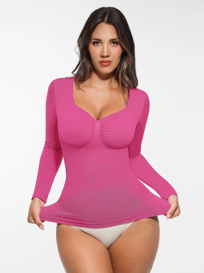 Feelingirl Seamless Long Sleeve Tummy Control Thong Bodysuit