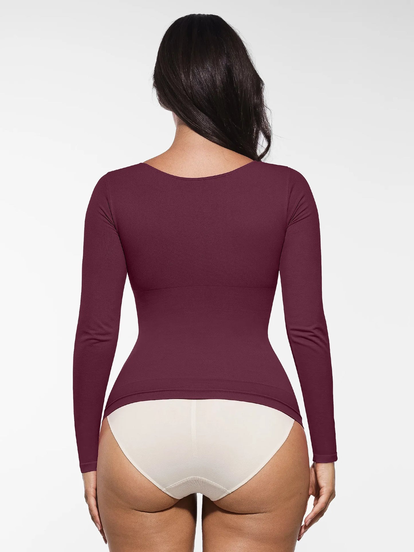 Feelingirl Seamless Long Sleeve Tummy Control Thong Bodysuit