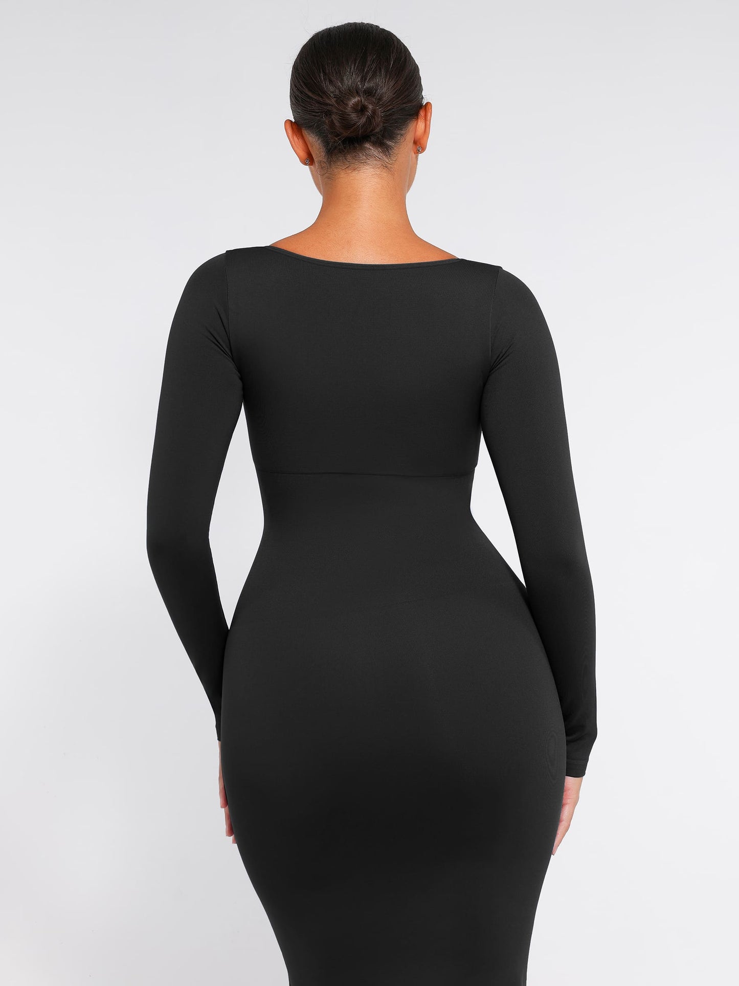 Feelingirl Seamless Long Sleeve Shaper Dress with Removable Pads and High Slit