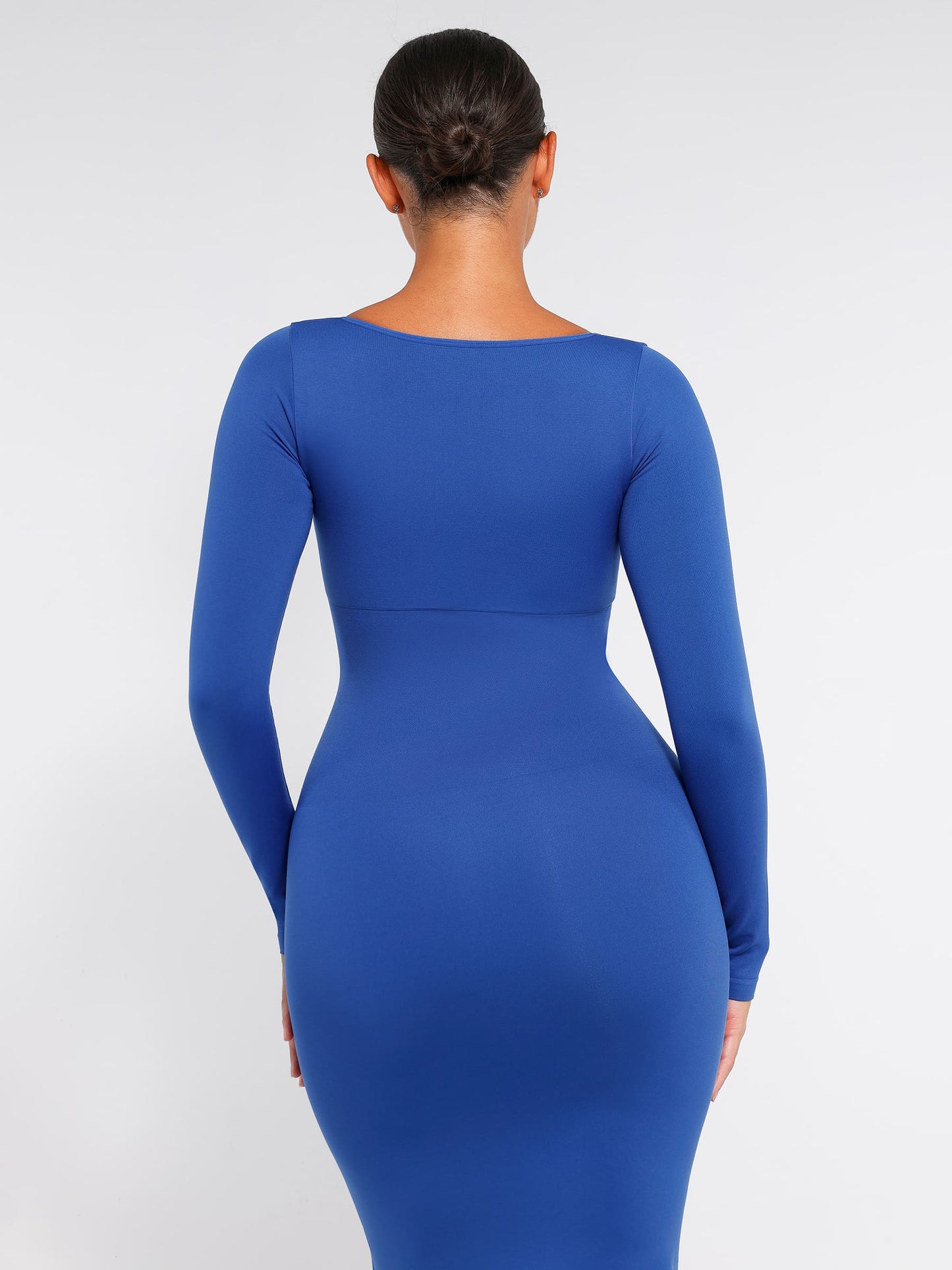 Feelingirl Seamless Long Sleeve Shaper Dress with Removable Pads and High Slit