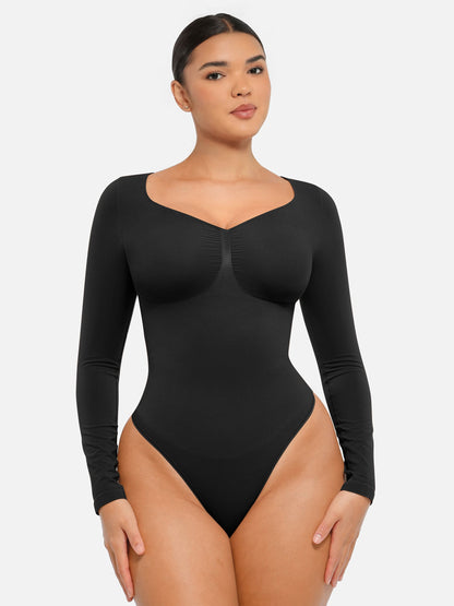 Feelingirl Seamless Long Sleeve Tummy Control Thong Bodysuit