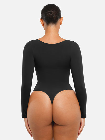 Feelingirl Seamless Long Sleeve Tummy Control Thong Bodysuit